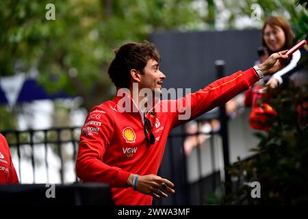 MELBOURNE, AUSTRALIA 25 February 2024. Pictured: 16 Charles Leclerc (MCO) Scuderia Ferrari in the paddock at the FIA Formula 1 Rolex Australian Grand Prix 2024 3rd round from 22nd to 24th March at the Albert Park Street Circuit, Melbourne, Australia. Credit: Karl Phillipson/Alamy Live News Stock Photo