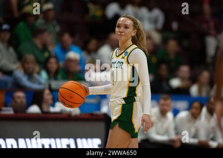 Blacksburg, VA, USA. 22nd Mar, 2024. Baylor Lady Bears guard Jana Van Gytenbeek (4) dribbles the ball during the first-round college basketball game in the women's NCAA Tournament between the Vanderbilt Commodores and the Baylor Lady Bears at Cassell Coliseum in Blacksburg, VA. Jonathan Huff/CSM/Alamy Live News Stock Photo