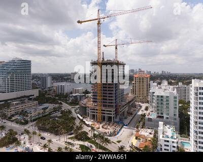 Fort Lauderdale, FL, USA - March 17, 2024: Aerial drone photo Selene Oceanfront Residences Stock Photo