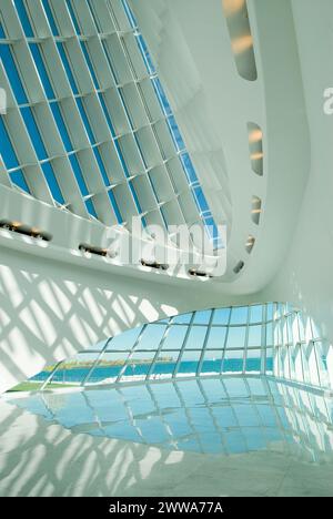 graceful interior of the Milwaukee Art Museum designed by Santiago Calatrava, a Spanish architect - Milwaukee, Wisconsin - USA Stock Photo