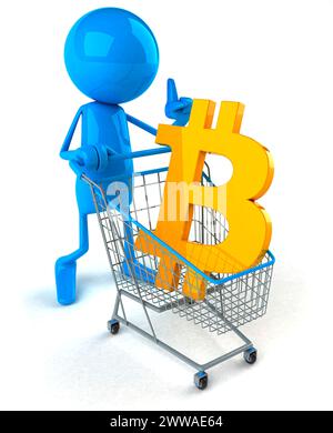 Shopping using bitcoin, conceptual illustration. Stock Photo