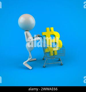 Shopping using bitcoin, conceptual illustration. Stock Photo