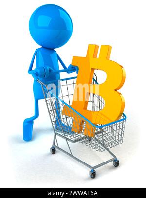 Shopping using bitcoin, conceptual illustration. Stock Photo