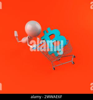 Shopping using bitcoin, conceptual illustration. Stock Photo