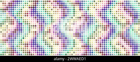 Abstract dotted background. Multiple colored halftone pattern. Digital mosaic from circles. Stock Vector
