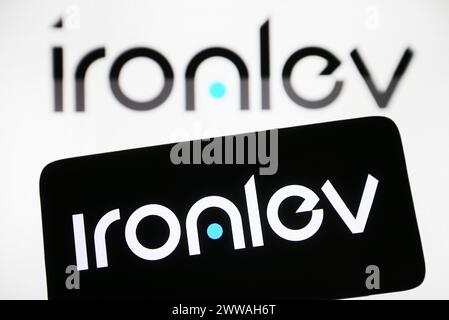 Kyiv, Ukraine. 22nd Mar, 2024. In this photo illustration, IronLev logo is seen on a smartphone and a pc screen. (Photo by Pavlo Gonchar/SOPA Images/Sipa USA) *** Strictly for editorial news purposes only *** Credit: Sipa USA/Alamy Live News Stock Photo