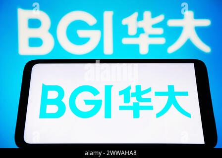 Kyiv, Ukraine. 22nd Mar, 2024. In this photo illustration, BGI Group logo is seen on a smartphone and a pc screen. Credit: SOPA Images Limited/Alamy Live News Stock Photo