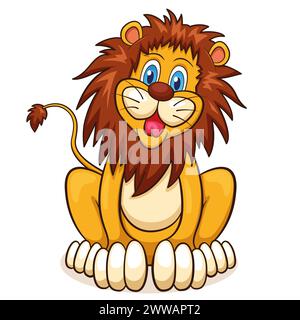 Illustration of lion cartoon on white background Stock Vector