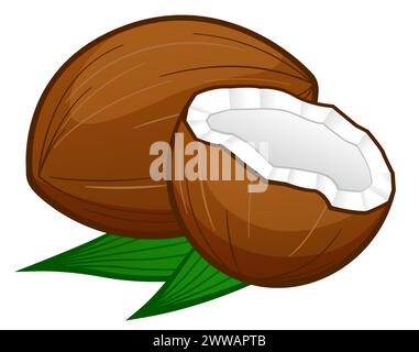 Illustration of coconut cartoon on white background Stock Vector