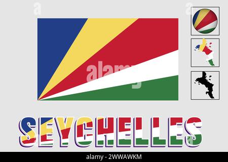 Seychelles flag and map in a vector graphic Stock Vector