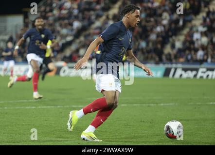 Wilson Odobert of France during the International Under 23 Friendly football match between France U23 and Ivory Coast U23 on March 22, 2024 at Stade Gaston Petit in Chateauroux, France Stock Photo