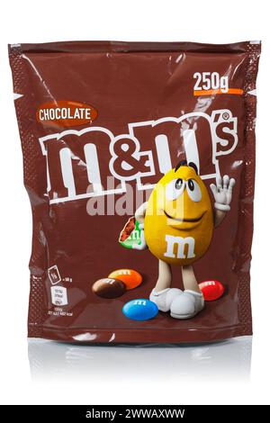 Stuttgart, Germany - May 19, 2023: M&M's chocolate confectionery by Mars Inc. company isolated on white in Stuttgart, Germany. Stock Photo