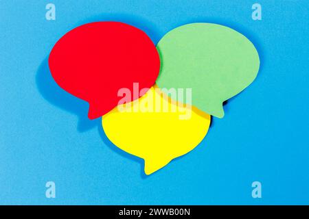 Colorful speech bubbles with copyspace copy space communication information concept talking blue Stock Photo