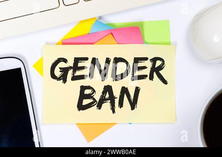 Gender ban against gender-appropriate language communication concept on a desk talking Stock Photo