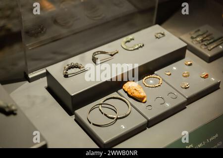 Ancient bijouterie and jewelry displayed at Demre Museum of Lycian Civilizations Stock Photo