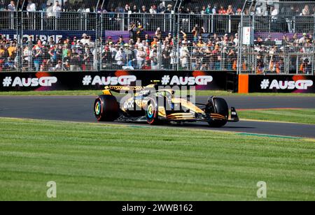 Melbourne, Australia. 23rd Mar, 2024. Mclaren's Lando Norris of Britain competes during the qualifying session of the Formula One Australia Grand Prix at Albert Park in Melbourne, Australia, March 23, 2024. Credit: Ma Ping/Xinhua/Alamy Live News Stock Photo