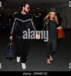 (FILE) Aaron Taylor-Johnson is the latest actor reportedly offered a license to kill and succeed Daniel Craig as the new James Bond (007). LOS ANGELES, CA, USA - SEPTEMBER 05: Aaron Taylor-Johnson and Sam Taylor-Johnson seen at Los Angeles International Airport (LAX) on September 5, 2018 in Los Angeles, California, United States. (Photo by Image Press Agency) Stock Photo