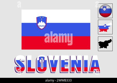 Slovakia flag and map in a vector graphic Stock Vector