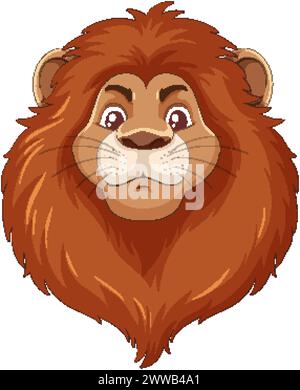 Cartoon-style head of a confident male lion. Stock Vector