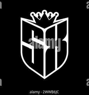 SX Letter bold monogram with shield shape and sharp crown inside shield ...