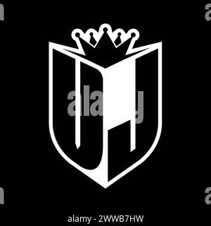 VJ Letter bold monogram with shield shape and sharp crown inside shield ...