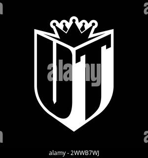 VT Letter monogram with shield shape with crown black and white color ...