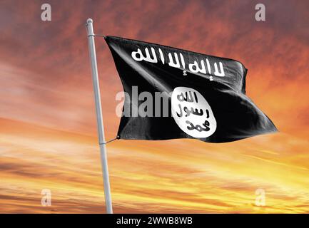 flag of IS The 'flag of IS' with the 'seal of Muhammad' translate Jihadist flag Stock Photo