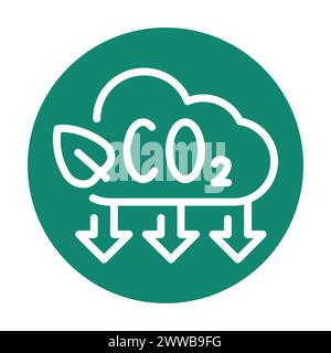 Carbon dioxide gas emission reduction color flat icon. Eco friendly. Zero carbon footprint Stock Vector