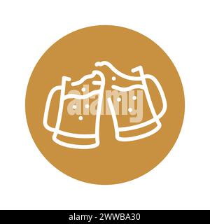 Beer cheers black line icon. Pictogram for web page, mobile app, promo. Stock Vector