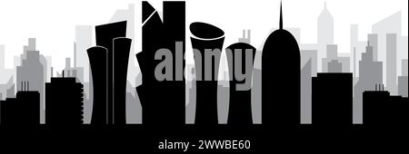 Cityscape skyline panorama of DOHA, QATAR Stock Vector
