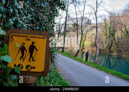 Nordic walk trail, Fortress of Petar Zrinski and Fran Krsto Frankopan, Slunj Stock Photo