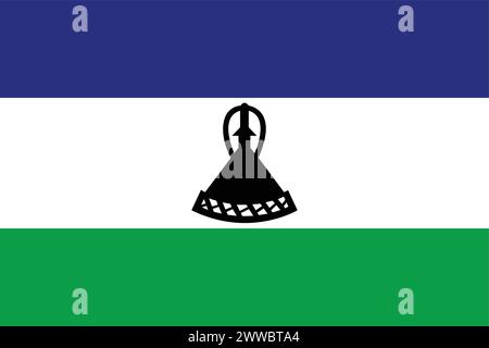 National Flag of Lesotho, Lesotho sign, Lesotho Flag Stock Vector