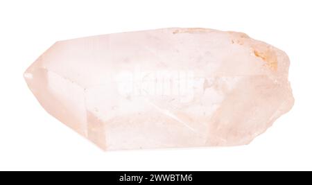 close up of sample of natural stone from geological collection - rough rose quartz crystal isolated on white background Stock Photo