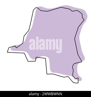 Democratic Republic of the Congo country thin black outline silhouette ...