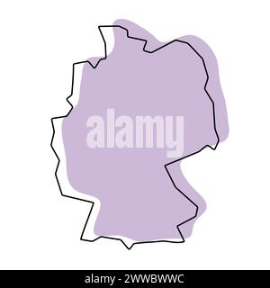 Germany country simplified map. Thin black outline contour. Simple ...