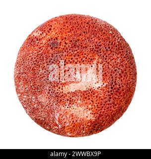 round bead from sponge red coral isolated on white background Stock Photo