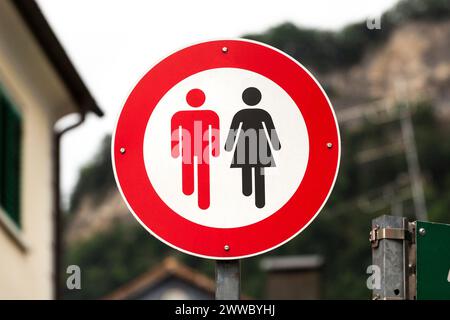 Sign, No Overtaking For Men Stock Photo