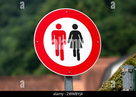 Sign, No Overtaking For Men Stock Photo