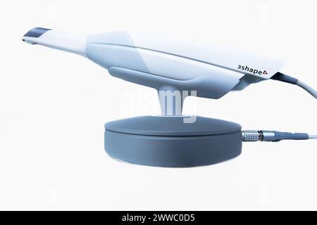 Lviv, Ukraine  - December 29, 2018: Dental 3d scanner 3Shape in the dentist's office. Stock Photo