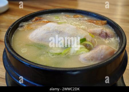 Samgyetang is a traditional Korean soup for health made from chicken Stock Photo