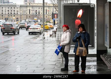 Moscow. 23rd Mar, 2024. This photo taken on March 23, 2024 shows a billboard displaying the image of a candle to mourn victims of a terrorist attack in Moscow, Russia. The death toll from Friday's terrorist attack has risen to 143 after gunmen stormed a concert hall in Moscow, Margarita Simonyan, editor-in-chief of RT broadcast said Saturday. Credit: Cao Yang/Xinhua/Alamy Live News Stock Photo