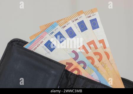 Euroscheine in einem Portemonnaie *** Euro notes in a wallet Nordrhein-Westfalen Deutschland, Germany GMS11419 Stock Photo