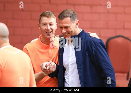 Dundee, UK. 23rd March 2024; Tannadice Park, Dundee, Scotland: Scottish Championship Football, Dundee United versus Inverness Caledonian Thistle; Inverness Caledonian Thistle manger Duncan Ferguson interacts with a Dundee United fan Credit: Action Plus Sports Images/Alamy Live News Stock Photo