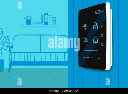 Modern smart home device mounted on wall Stock Photo