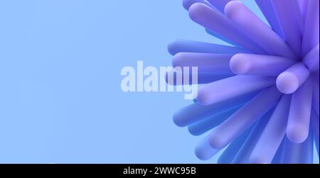 3D render of smooth columns against blue background Stock Photo