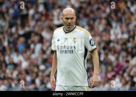 Madrid, Spain. 23rd Mar, 2024. Zinedine Zidane on during the Corazon Classic 2024 charity football match between Real Madrid and FC Porto, at the Santiago Bernabeu stadium in Madrid on March 23, 2024. spain (Photo by Oscar Gonzalez/Sipa USA) Credit: Sipa USA/Alamy Live News Stock Photo