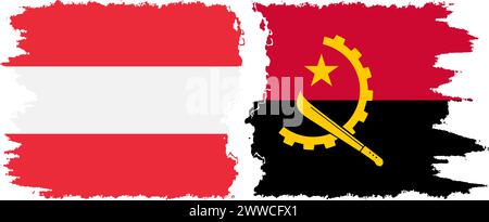 Angola and Austria grunge flags connection, vector Stock Vector