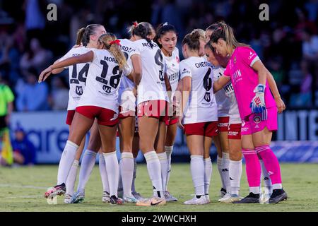 Wanderers players form a huddle during the A-League Women Rd21 match between Western Sydney Wanderers and Western United at Wanderers Football Park on Stock Photo