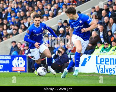 Chesterfield, UK. 23rd Mar, 2024. Armando Dobra of Chesterfield brings the ball forward during the Chesterfield FC v Boreham Wood FC Vanarama National League match at the SMH Group Stadium, Chesterfield, England, United Kingdom on 23 March 2024 Credit: Every Second Media/Alamy Live News Stock Photo