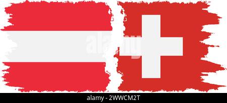 Switzerland and Austria grunge flags connection, vector Stock Vector